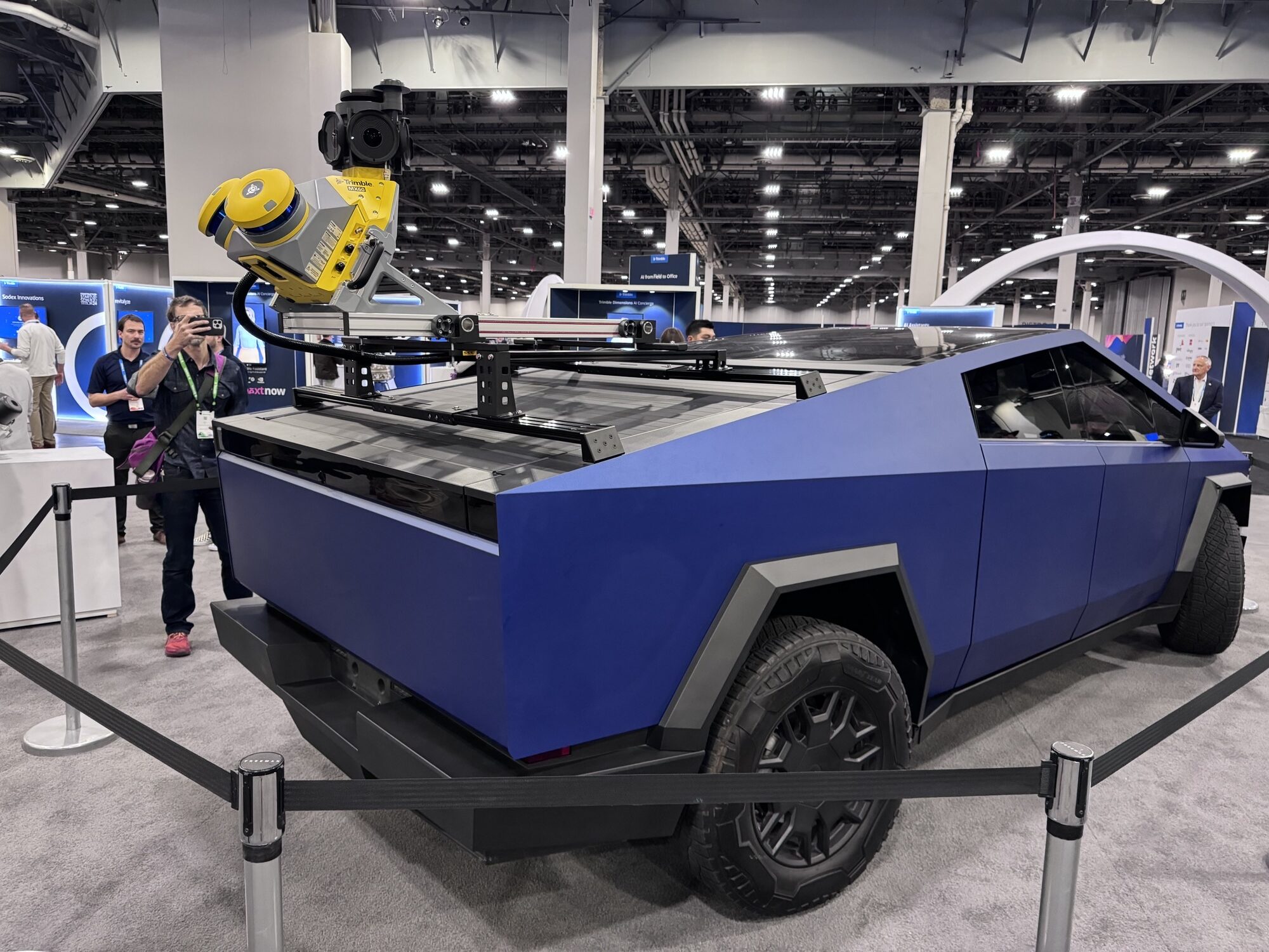 A Trimble MX60 Mobile Mapper mounted on a Tesla Cybertruck