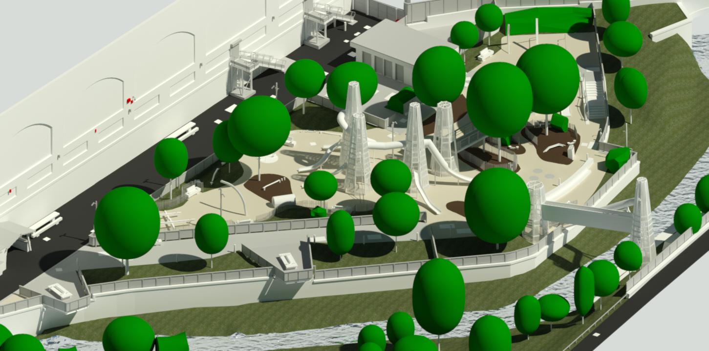 Malcolm Hughes render of Mayfield Park Manchester