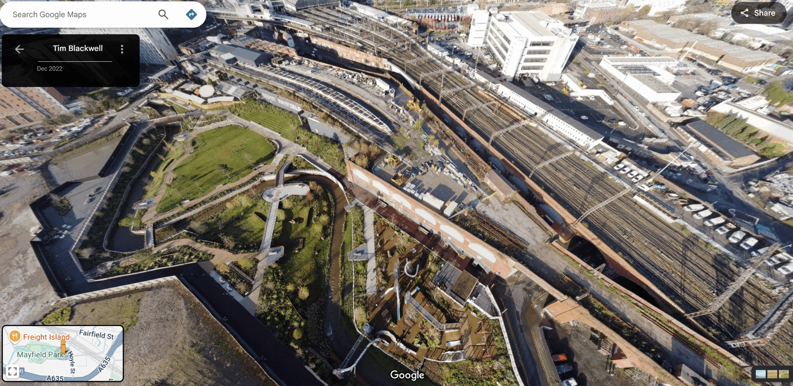 google maps image of mayfield park