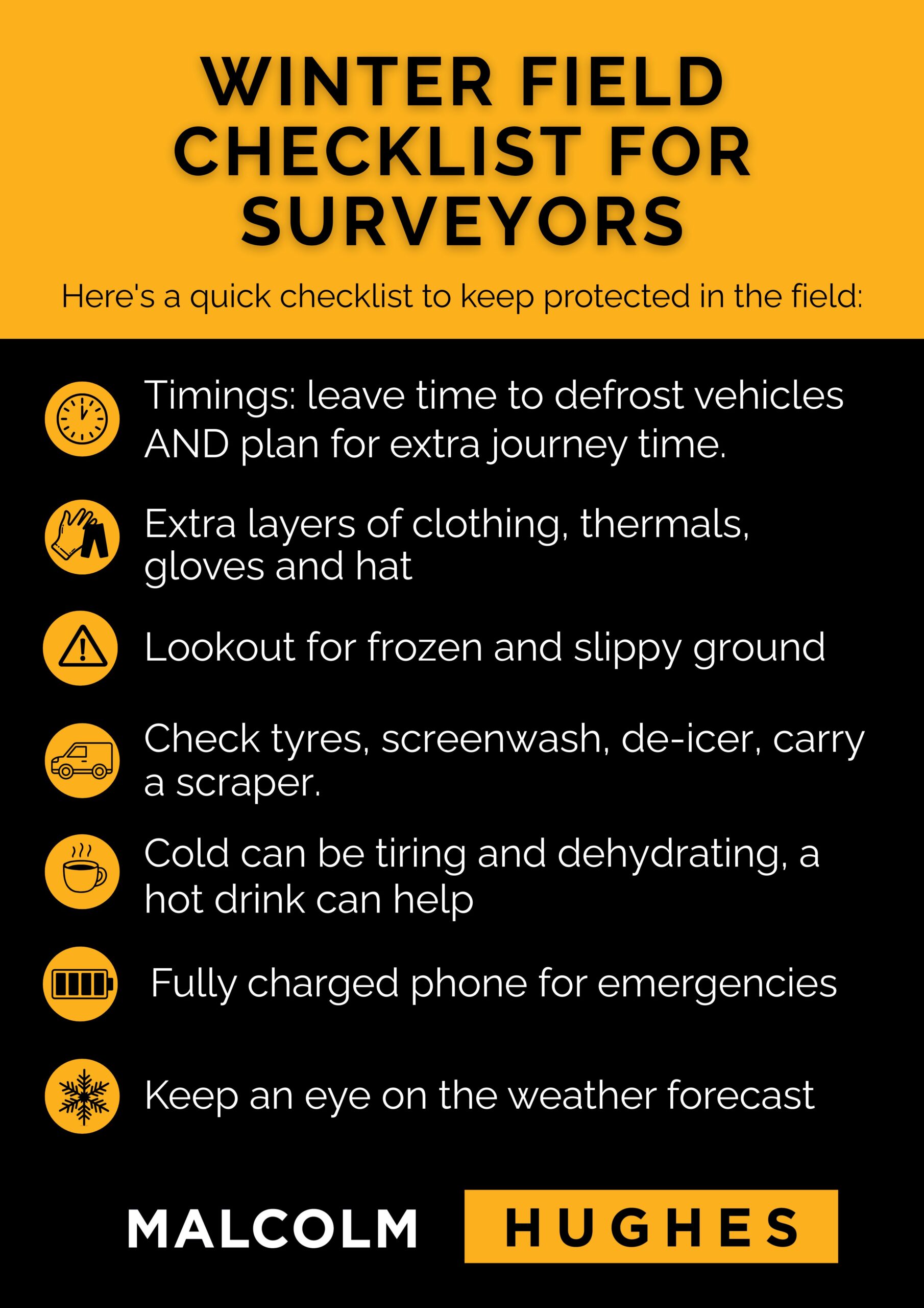 Winter safety checklist for surveyors in the field